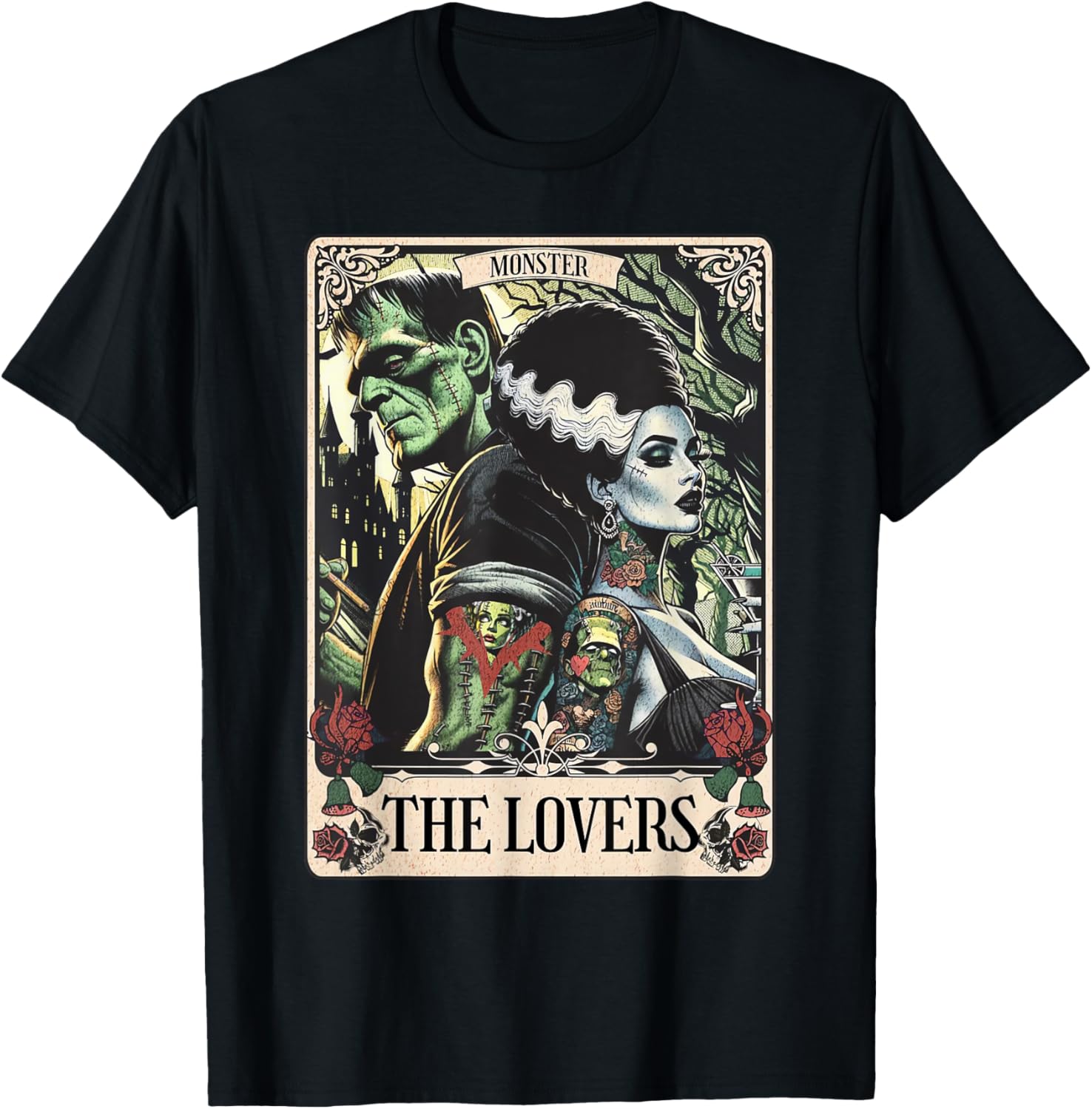 The Monster Frankenstein And Bride The Lovers Tarot Card