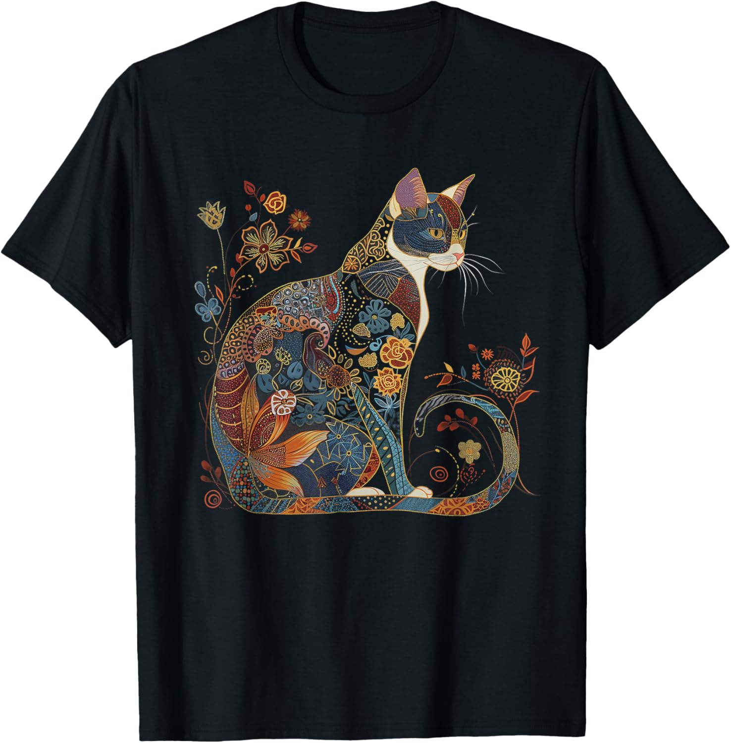 Cat Colorful Floral Patterns Vintage Flowers Art Cat Lover