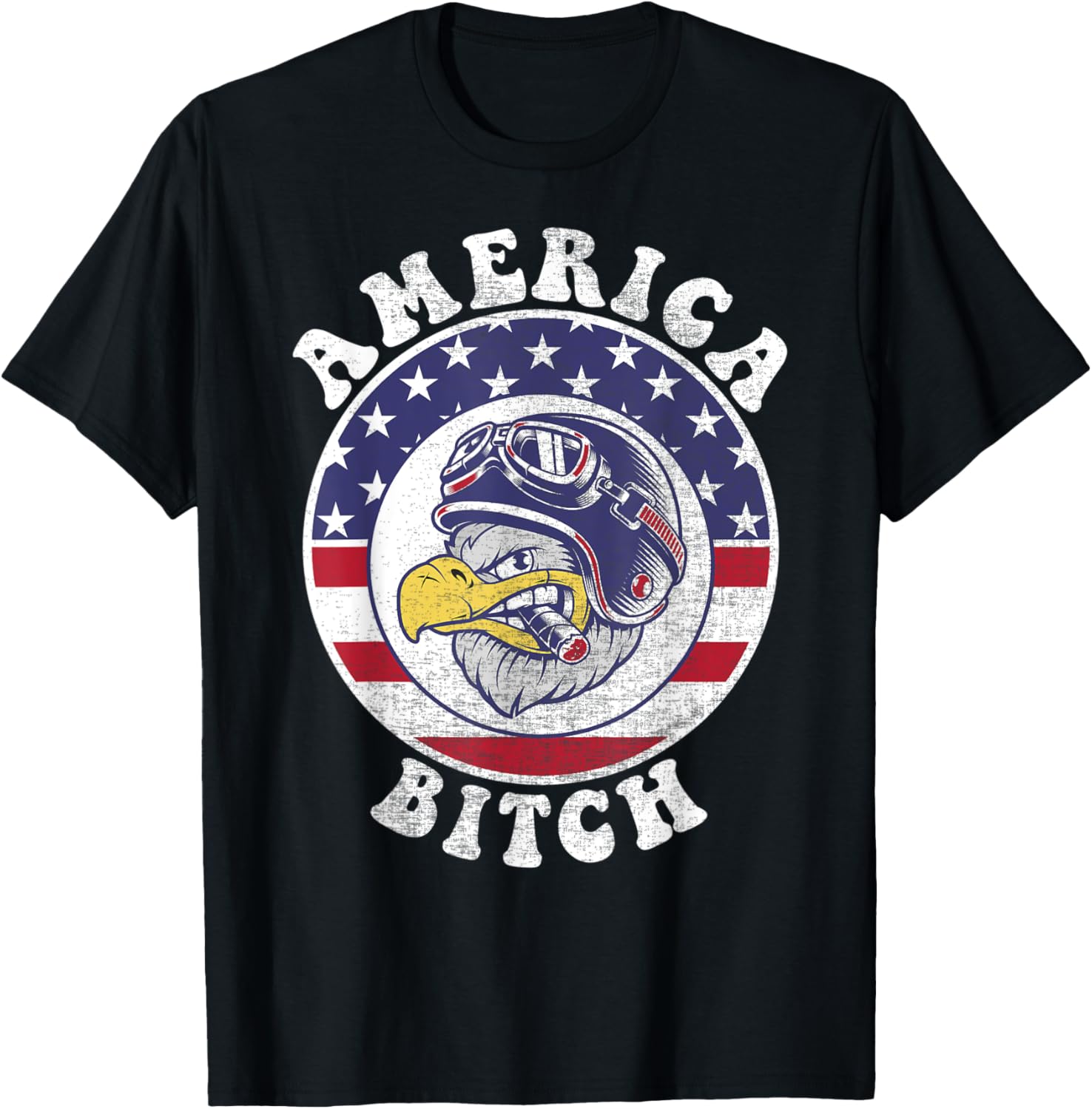 America Bitch, Vintage USA Flag Eagle, Motorcycle Helmet