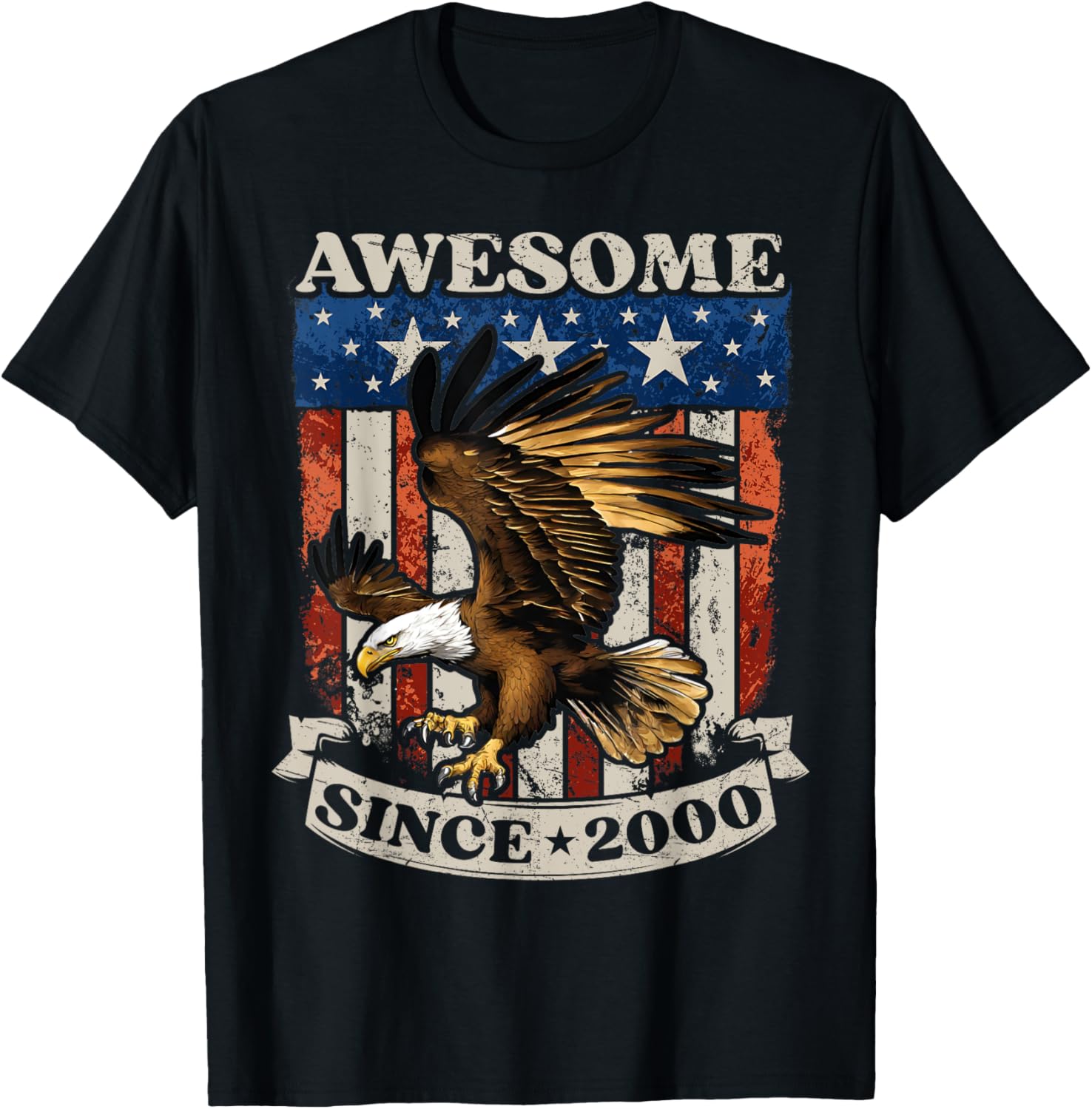 24 Years Old Awesome Since 2000 USA American Flag Eagle BDay
