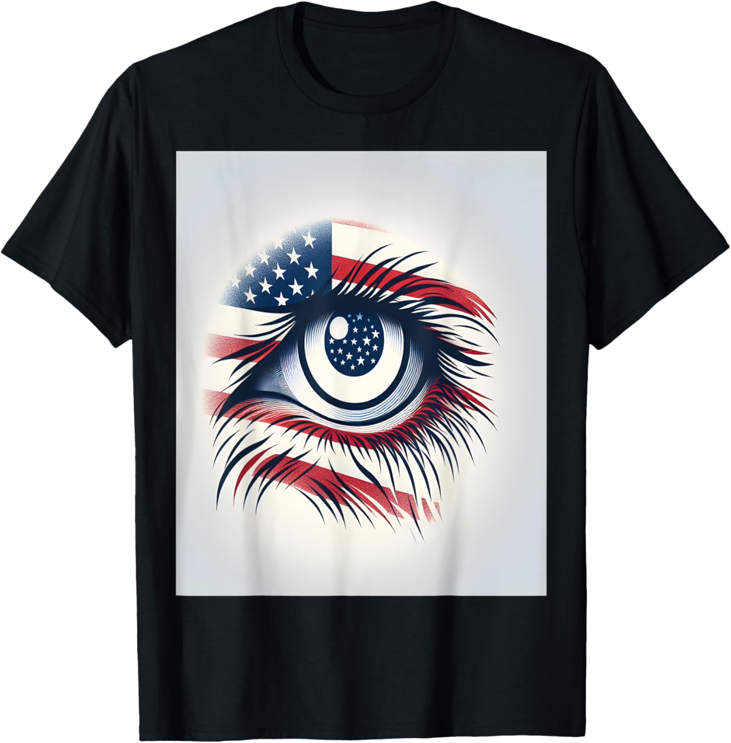 Bald Eagle Eye American Flag Reflection T-Shirt for Women Men
