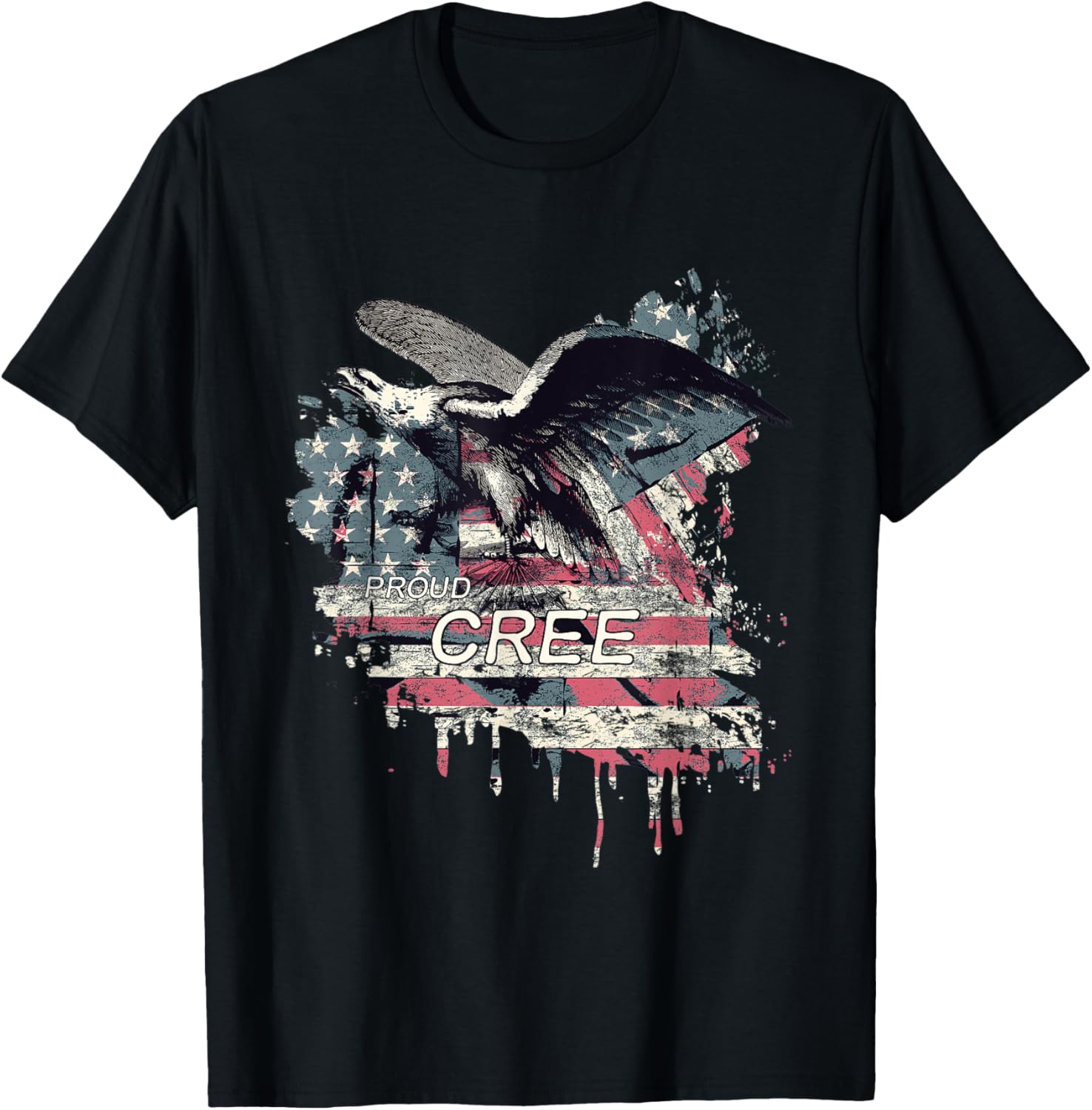 Cree American Indian Tribe Old theme Vintage USA Flag Eagle Women Men