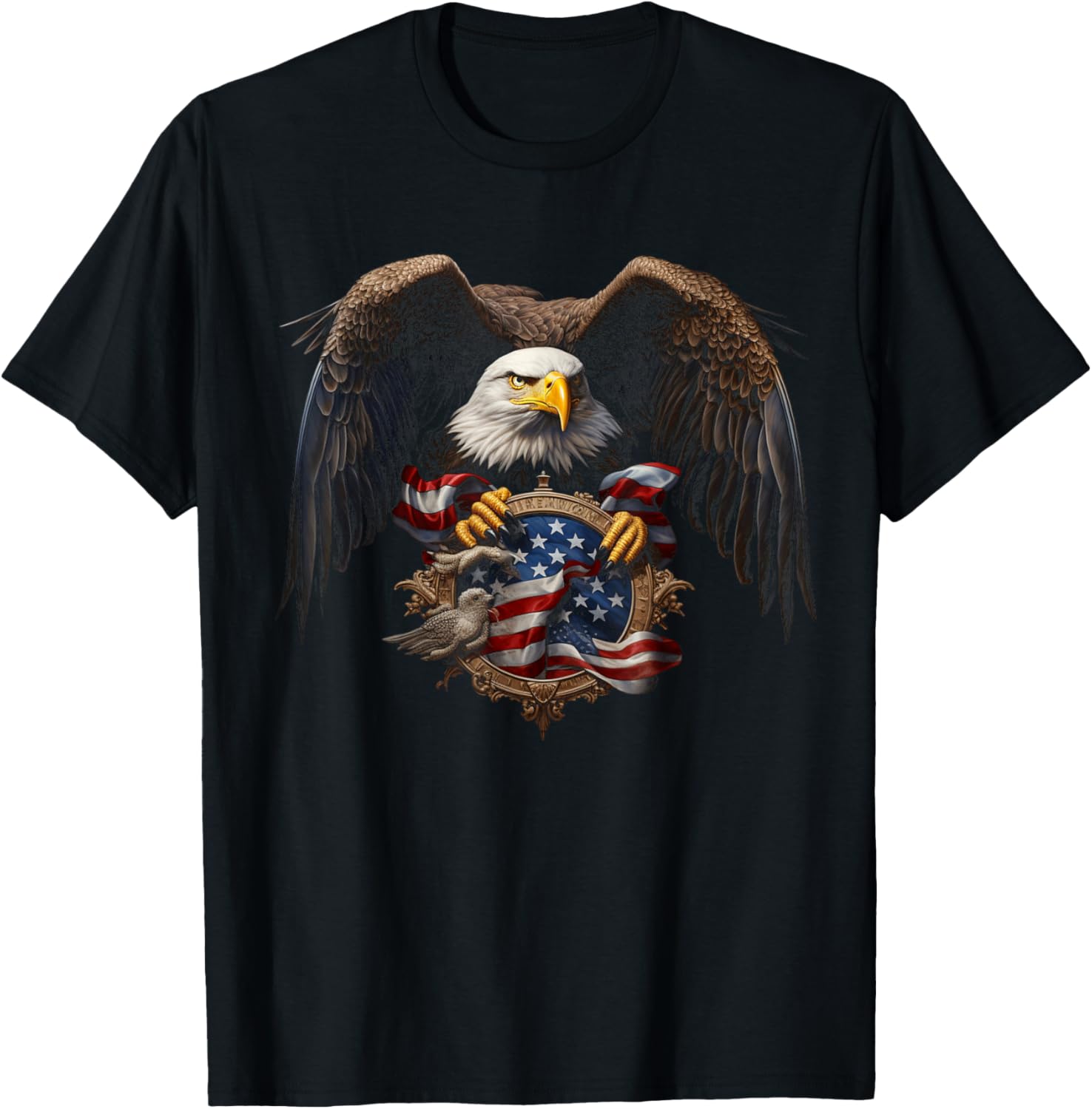 American Bald Eagle with National USA flag T-Shirt for Women Kids Men