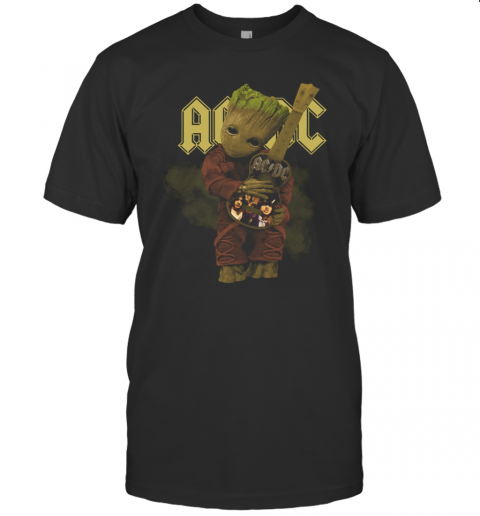 Baby Groot Hug ACDC Guitar T Shirt