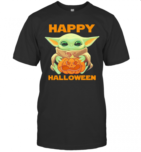 Baby Yoda Hug Pumpkin Happy Halloween T Shirt
