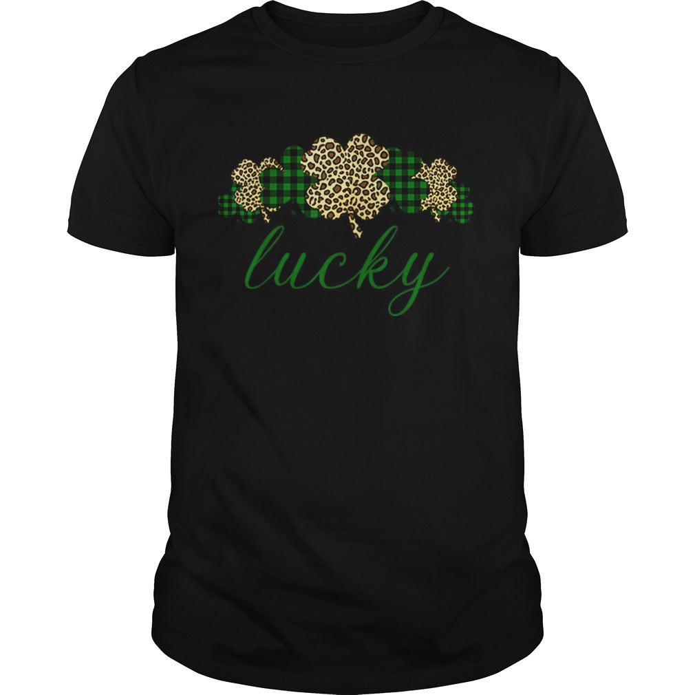 Buffalo Plaid Leopard Shamrock Clover Lucky St Patricks Day shirt