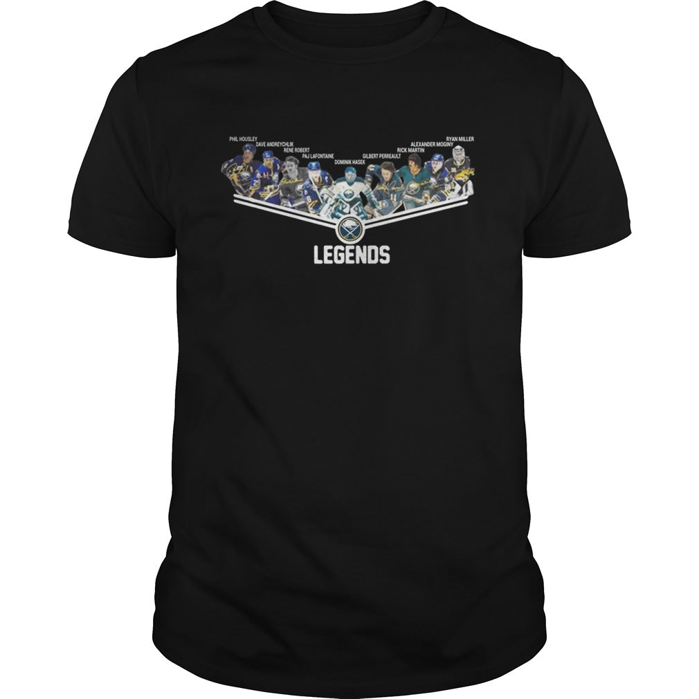Buffalo Sabres Phil Housley Pat LaFontaine Dominik Haek Ryan Miller Legends Signatures tshirt