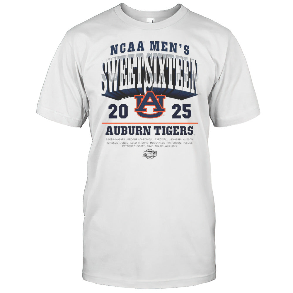 Auburn Tigers 2025 NCAA Mens Basketball Sweet Sixteen March Madness Baker Mazara Broome Cardwell Logos T shirt