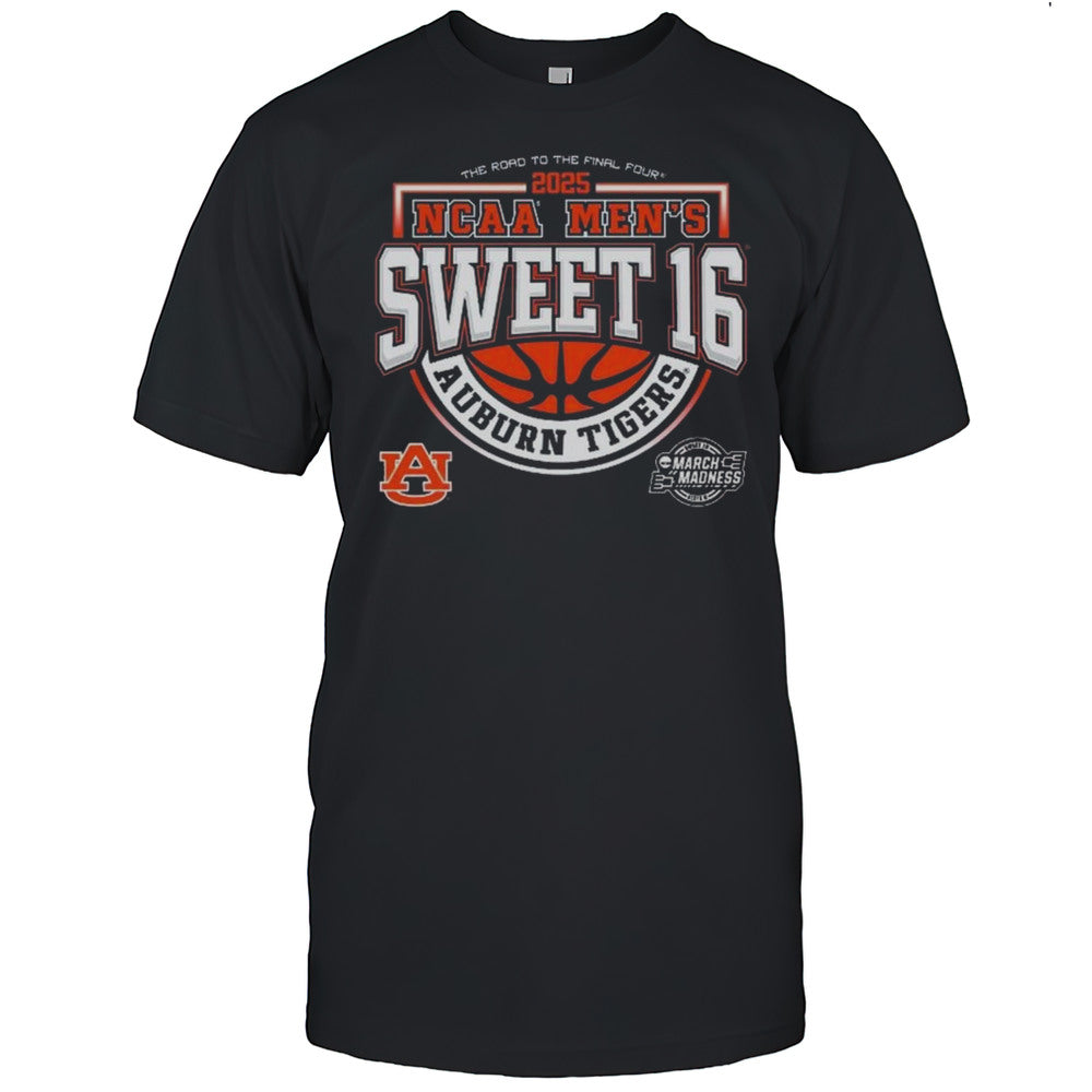 Auburn Tigers Mens Basketball 2025 Sweet 16 The Road To The FInal Rour Shirt
