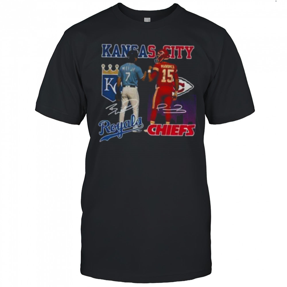 Bobby Witt Jr. Kansas City Royals x Patrick Mahomes Kansas City Chiefs signature sports shirt