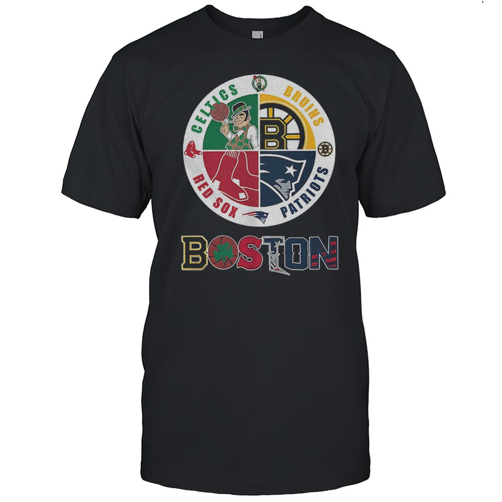 Boston Four Major Sports Teams Circle Emblem Shirt