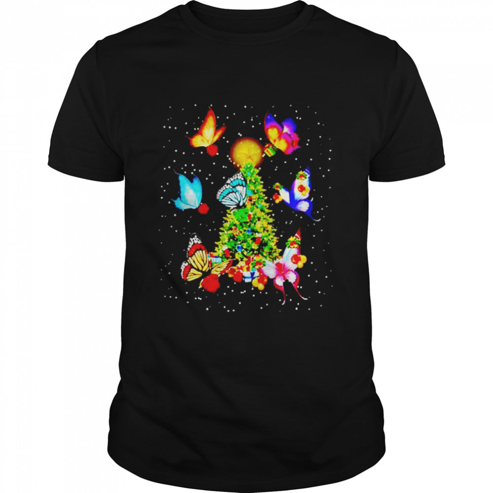 butterfly with Christmas tree gift shirt