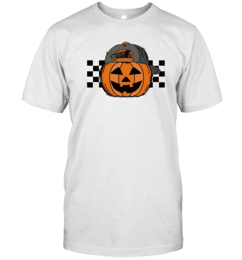 Checkered pumpkin cap Halloween T Shirt