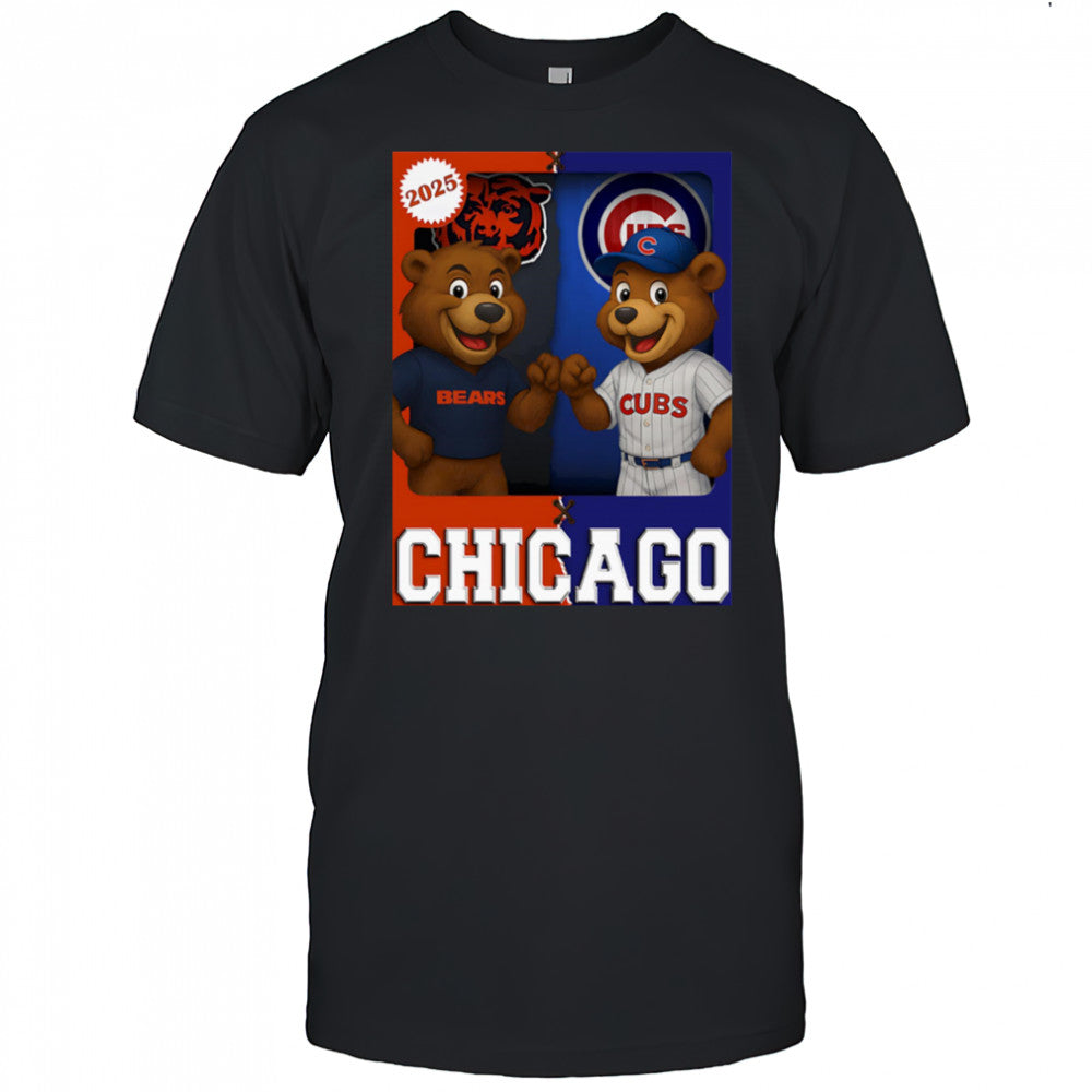 Chicago Bears and Chicago Cubs mascot play card shirt