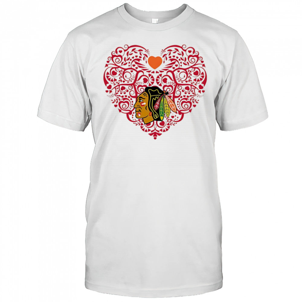 Chicago Blackhawks Floral Pattern Heart logo shirt