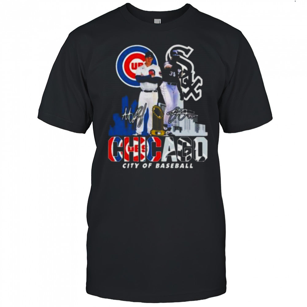 Chicago City Of Baseball Cubs And White Sox Signatures T shirt