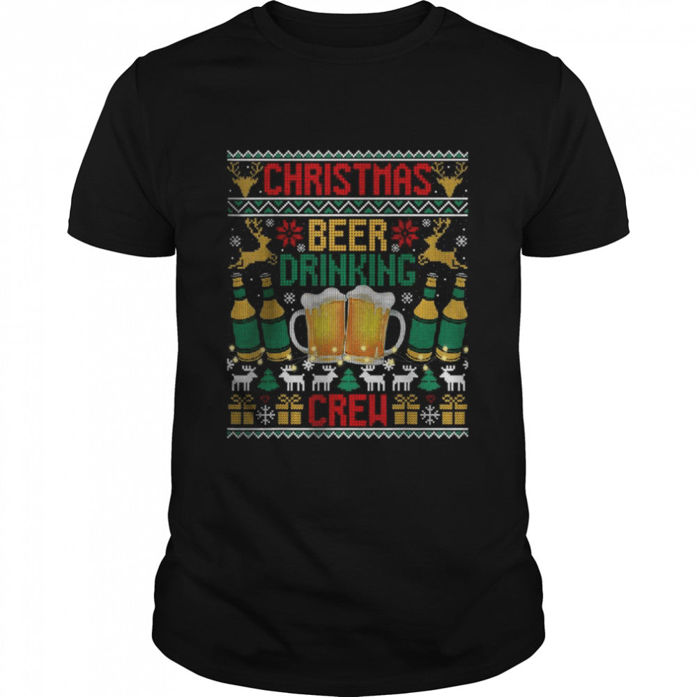 Christmas Beer Drinking Crew T Shirt