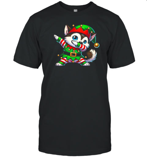 Christmas Husky Elf Funny Husky Lover T Shirt