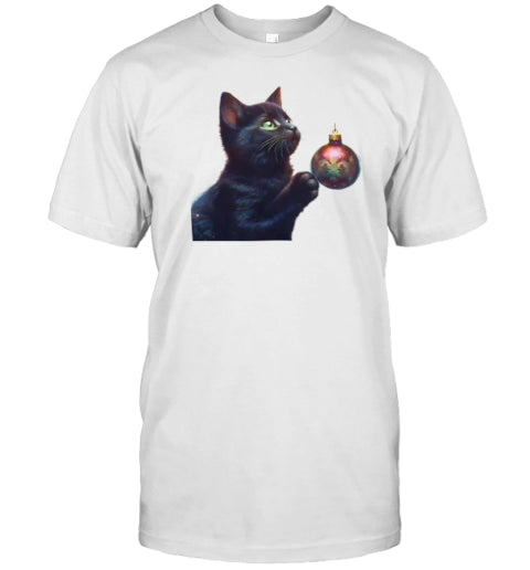 Cute Black Kitten Christmas Bauble T Shirt