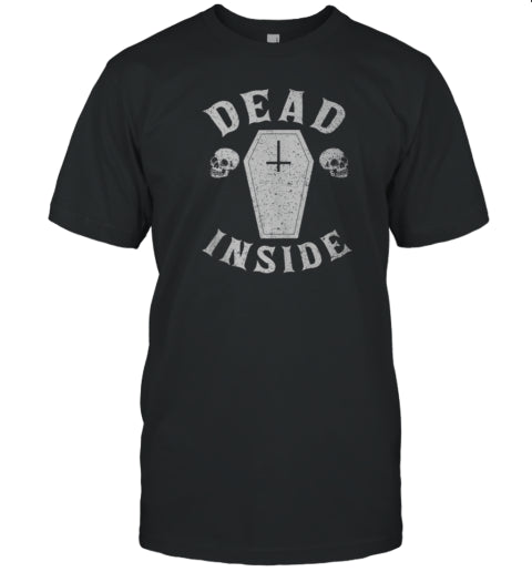 Dead Inside Coffin Cross Skull Halloween T Shirt