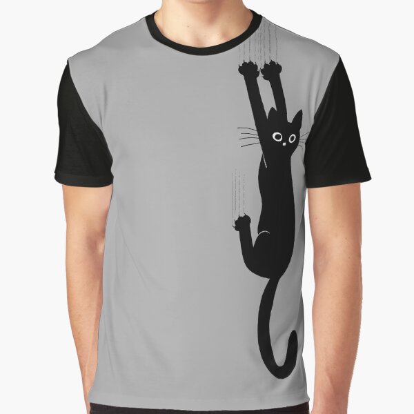 Black Cat Holding On Graphic T-Shirt for Sale by ShortCoffee