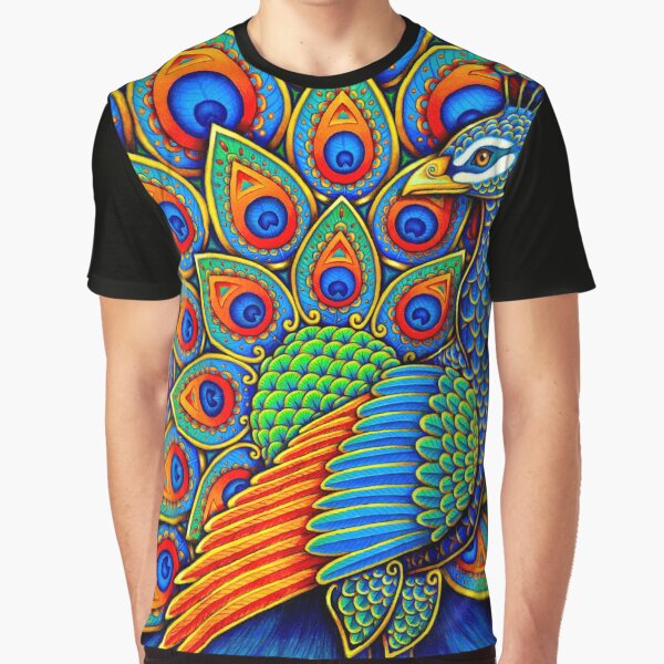 Colorful Paisley Peacock Rainbow Bird Graphic T-Shirt for Sale by lioncrusher