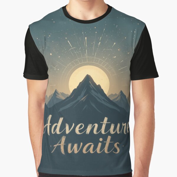 Adventure Awaits Sunset Mountain Graphic T-Shirt for Sale by RebelPaintBrush