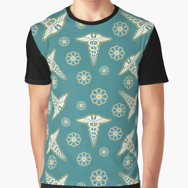 "Nurse Floral Teal Pattern" Graphic T-Shirt for Sale by BeebooDesign