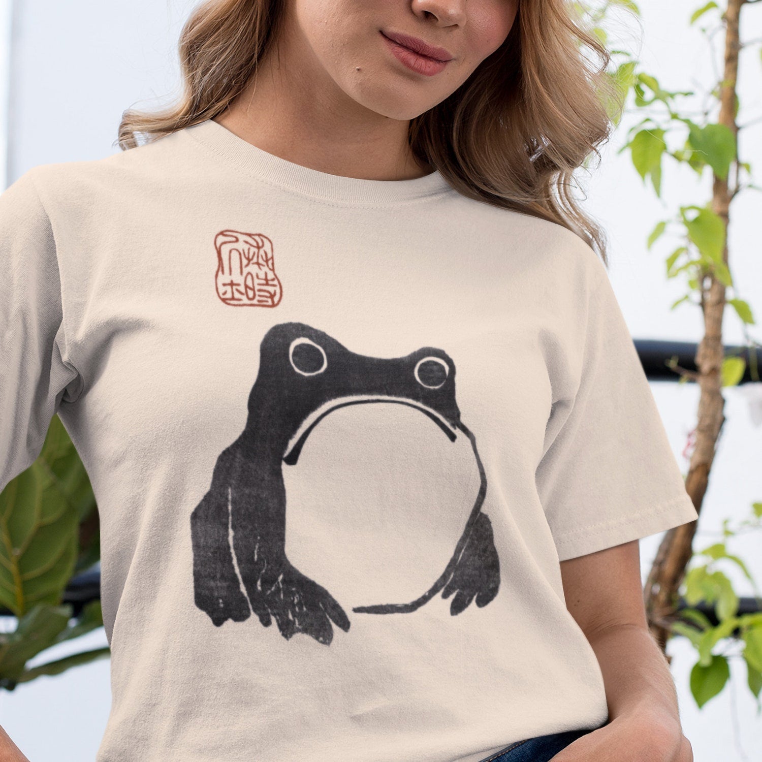 Grumpy Japanese Frog Unisex T-Shirt, Cute Sad Cottagecore Toad, Vintage Kawaii Aesthetic Phrog, Froge Thought Bubble, Speech Balloon Tumblr