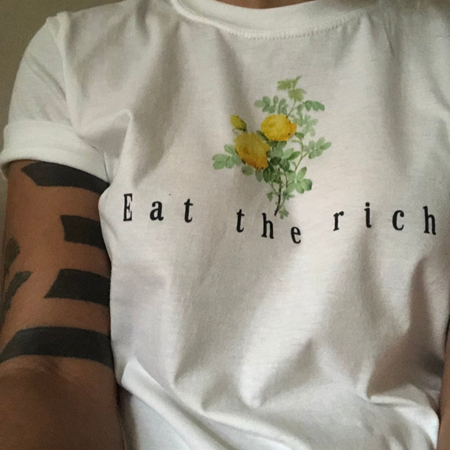 Eat the rich shirt â¢ Activist t-shirt â¢ Vintage Aesthetic â¢ Botanical t-shirt â¢ Unisex â¢ Feminist â¢ Cute Soft Grunge