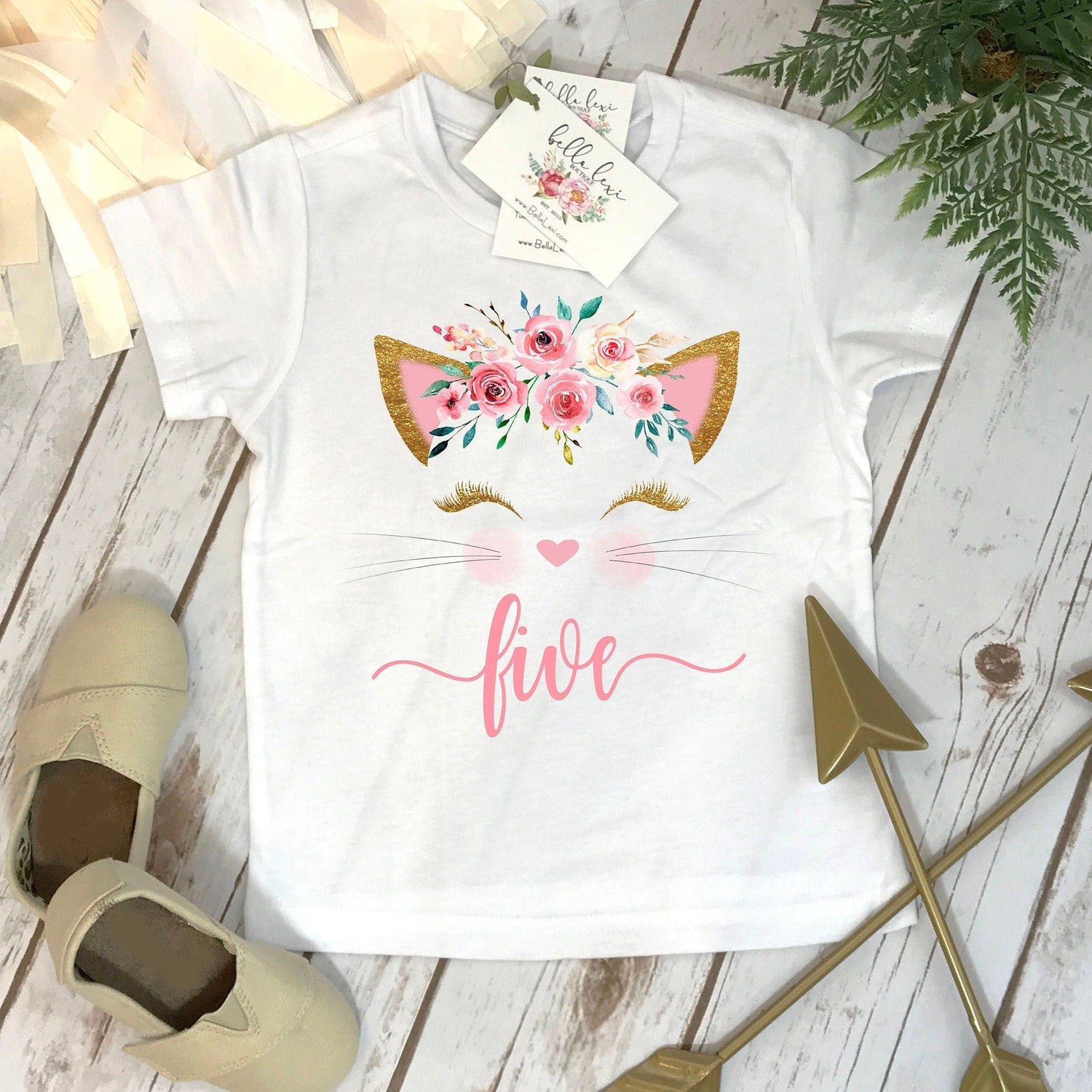 5TH Birthday Shirt, Kitten Birthday, Kitty Birthday shirt, Custom Birthday, Cat Birthday, Cat Shirt, Fifth Birthday, Girl Birthday Set, Cat