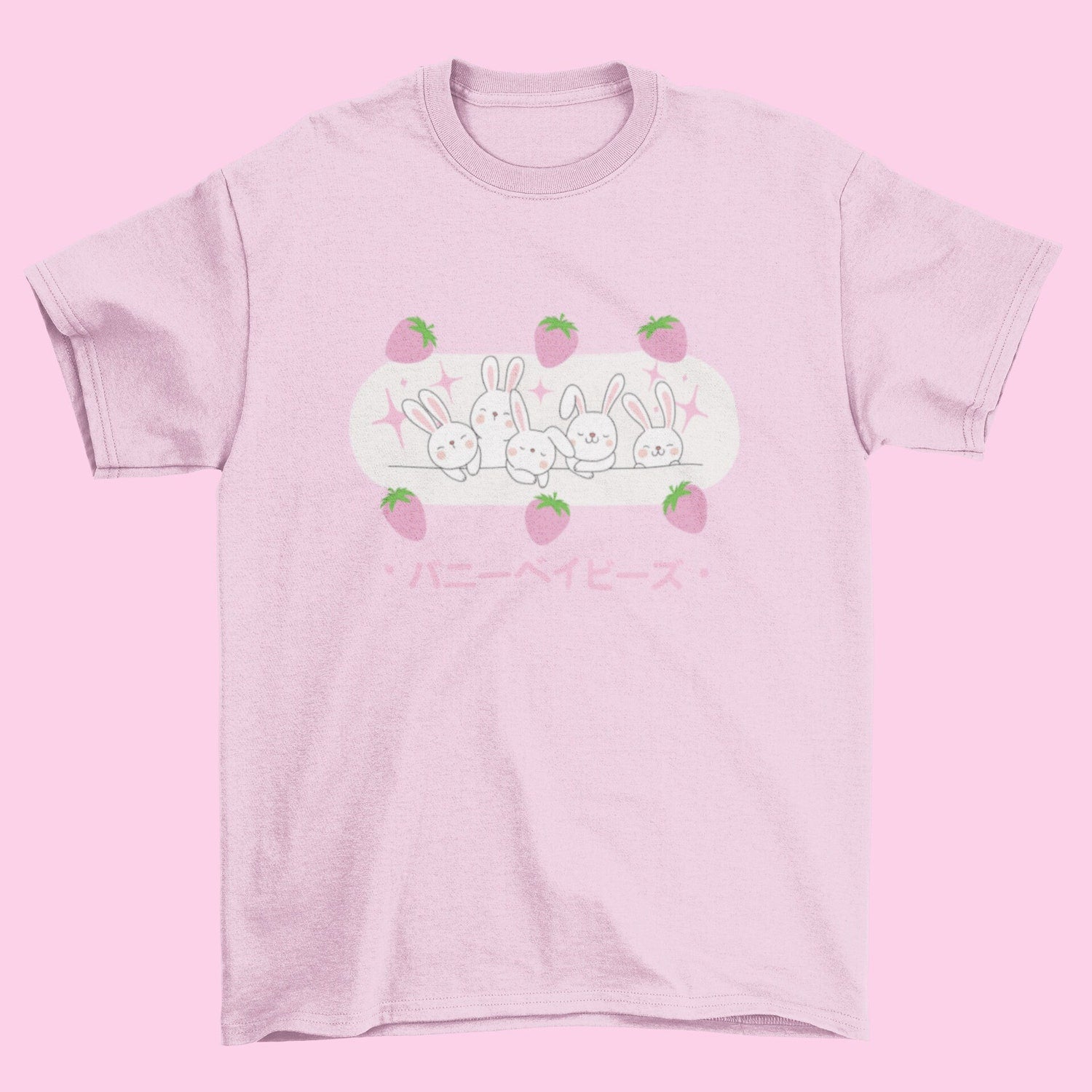 Bunny Babies T-Shirt | Cute T-Shirt, Kawaii T-Shirt, Cute Gift, Pink T-Shirt, Aesthetic T-Shirt, Anime T-Shirt, Kawaii Clothing