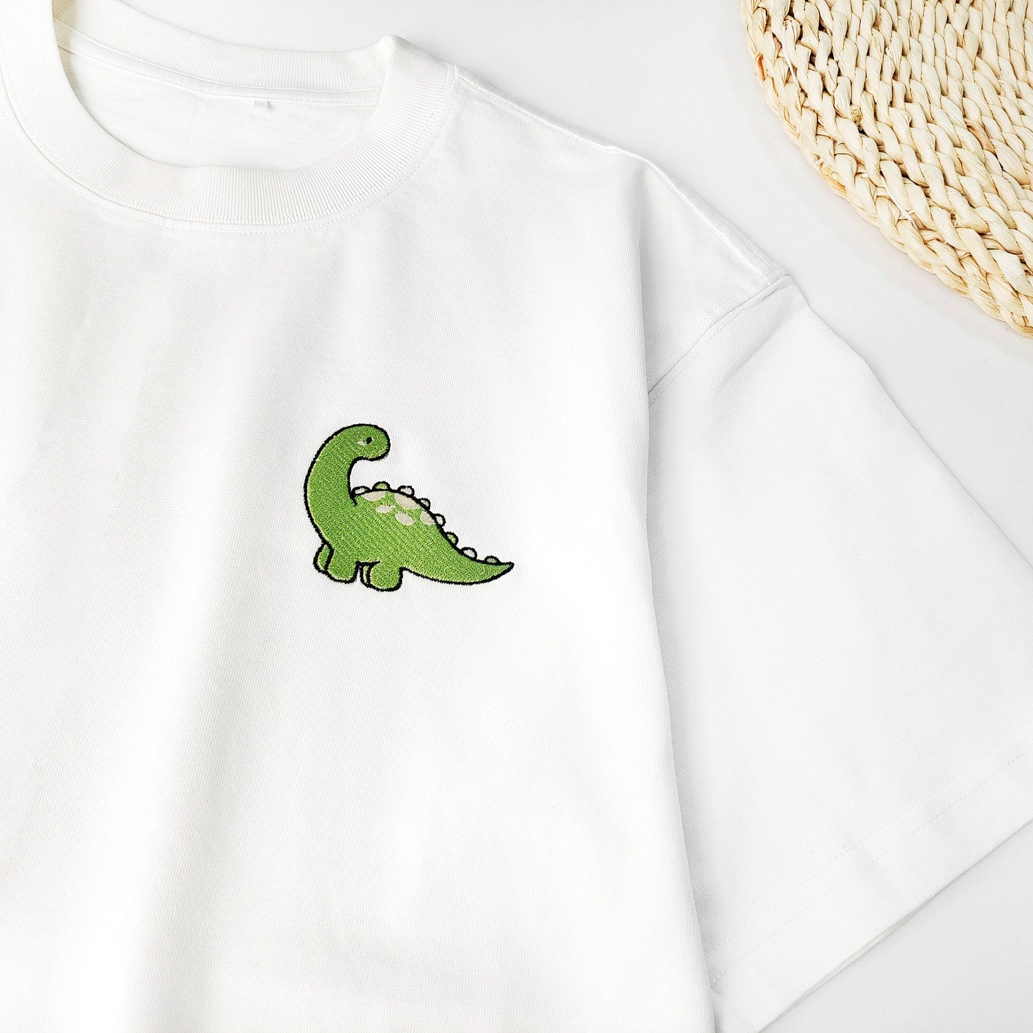 Embroidered Dinosaur Shirt, Dino Embroidered Ultra Soft Tee, Embroidered Men's T-Shirt,Embroidered Unisex Shirt,Gift for Her