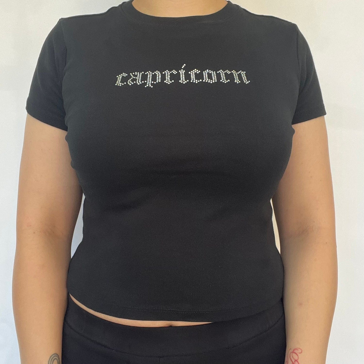 Capricorn Rhinestone Baby Tee, Capricorn Birthday Gift, T Shirt For Capricorn Star Sign, Birthday Gift For Capricorn Star Sign