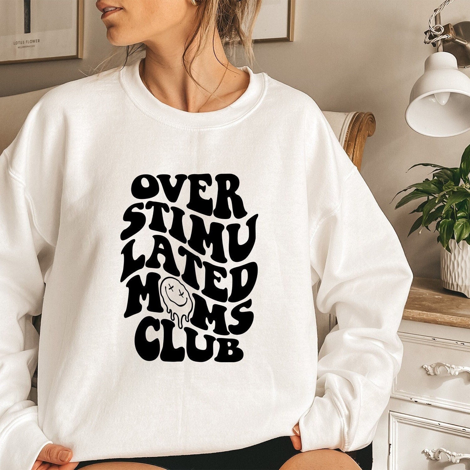 Overstimulated Moms Club Shirt, Overstimulated Moms Sweatshirt, Cute Retro Shirt for Moms, Anxiety Moms, Girly Sweatshirt, Trendy Shirt