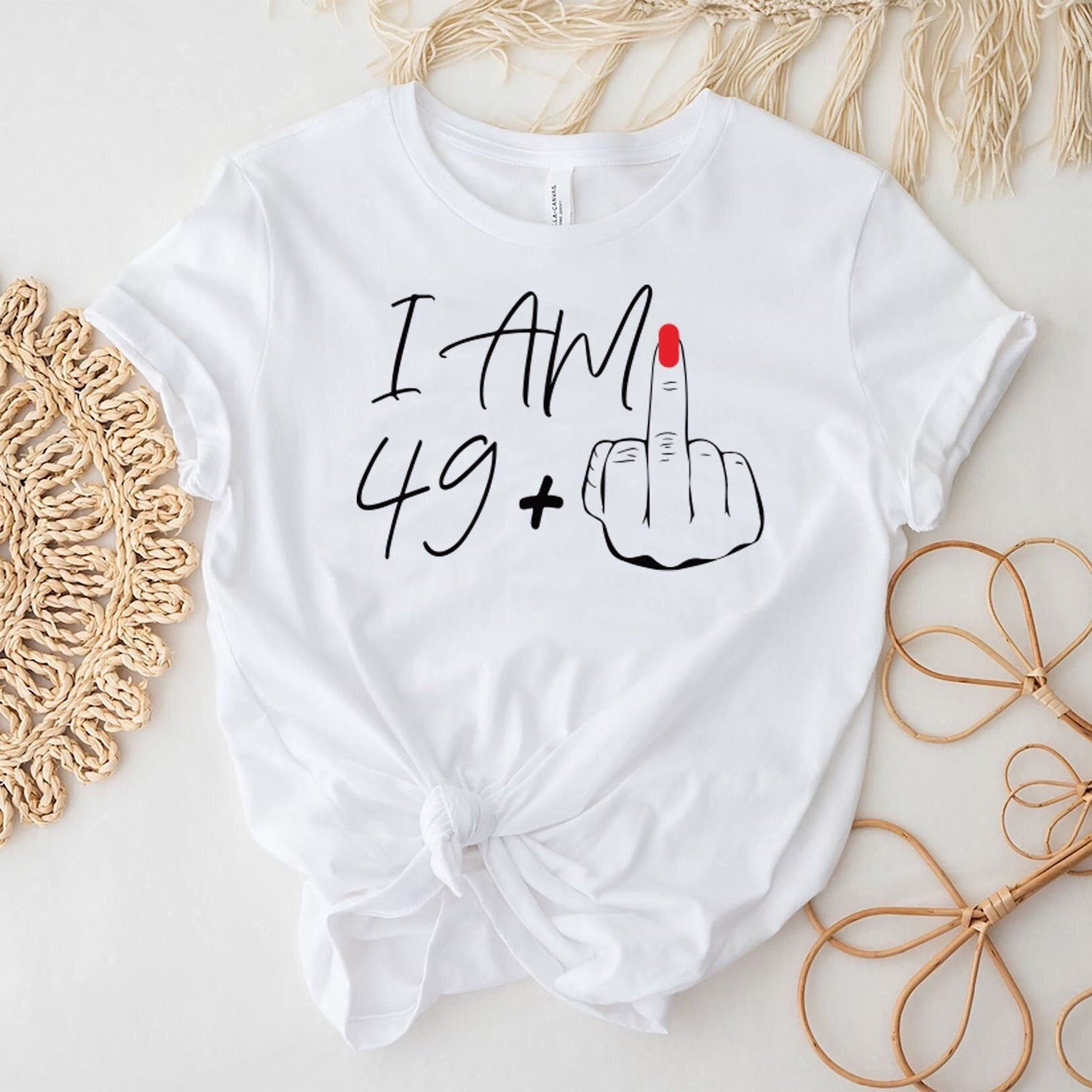 50th Birthday Shirt, I Am 49+ Middle Finger T-shirt, Ladies 40th Birthday Shirt, funny Birthday Gift,  Middle Finger 50th Birthday Shirt