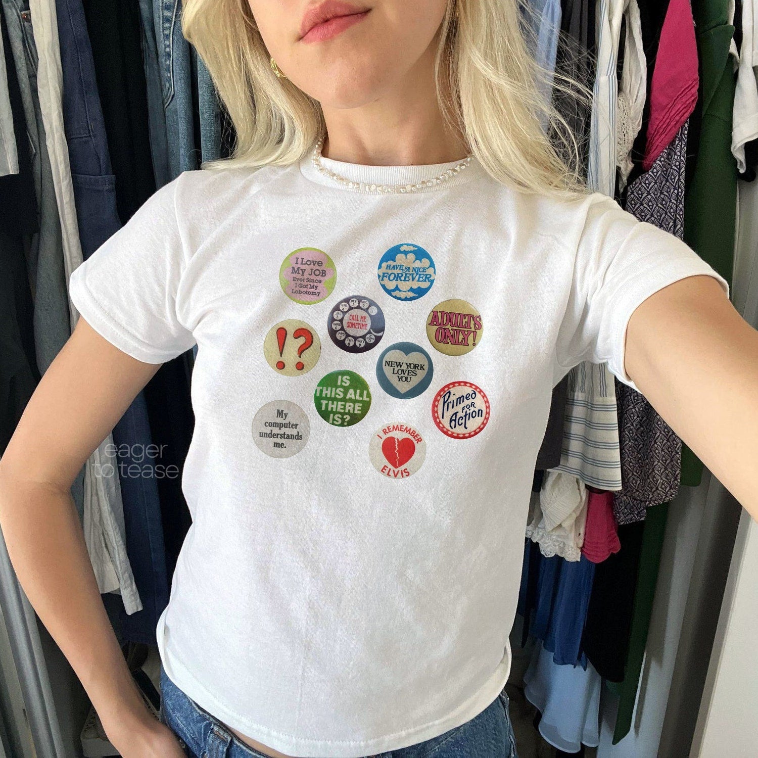 Coquette Baby Tee Vintage Badges Aesthetic Scrapbook Baby Tee Collage Cute Aesthetic Women's T-Shirt Sustainably Made