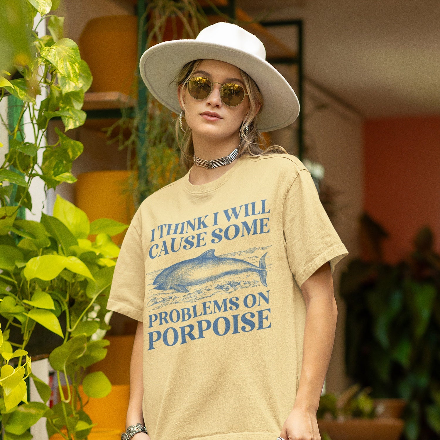 Silly Porpoise Tee Shirt with Funny Saying, Cute Vintage Aesthetic Goblincore Shirt with Ocean Animal, Animal Lover Gift, 90s Throwback Tee