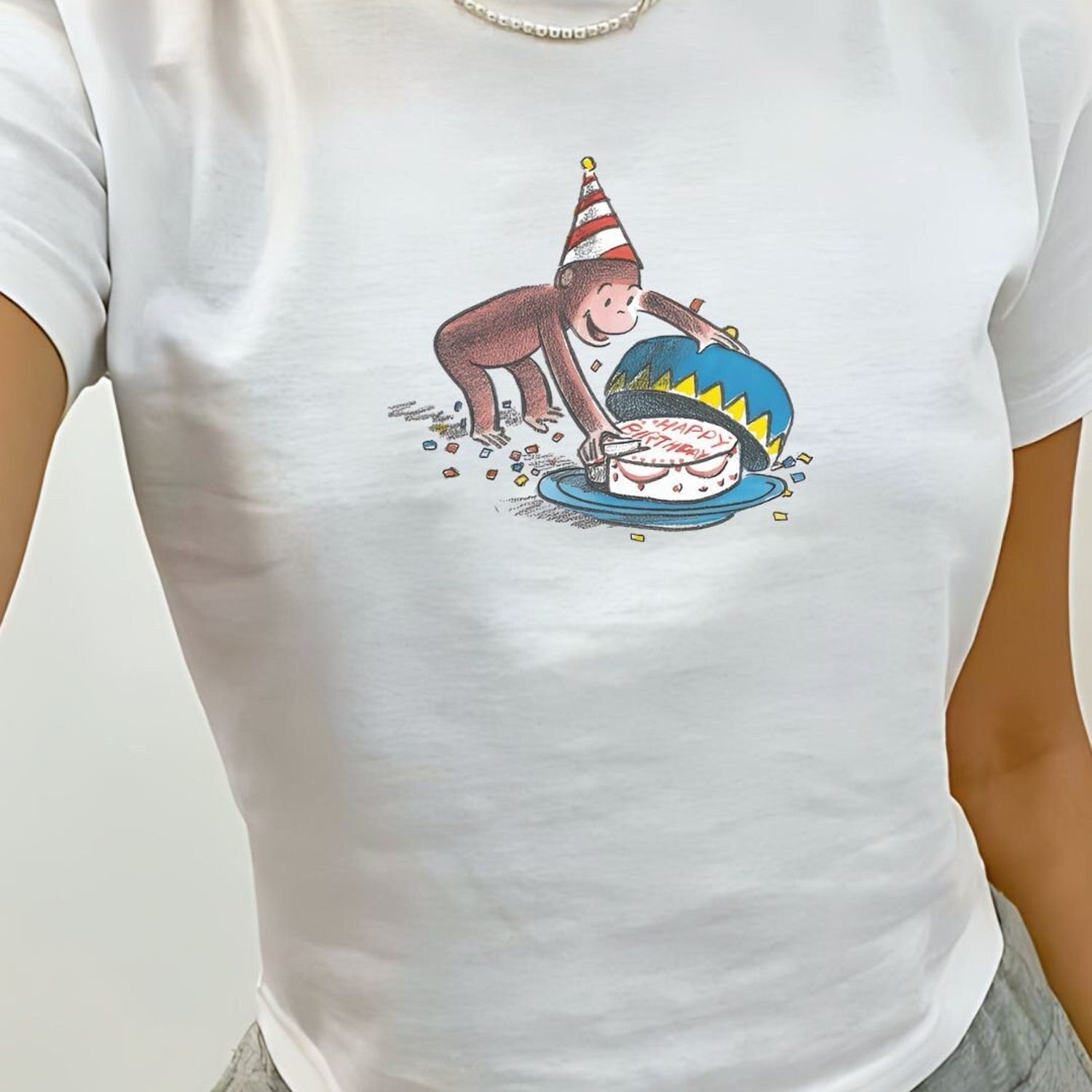 Birthday Cake Baby Tee, Birthday Girl Shirt, Retro Cake, Coquette, Retro Graphic Tee, Y2k, 90s Clothing, Cartoon Tshirt, Pinterest Aesthetic