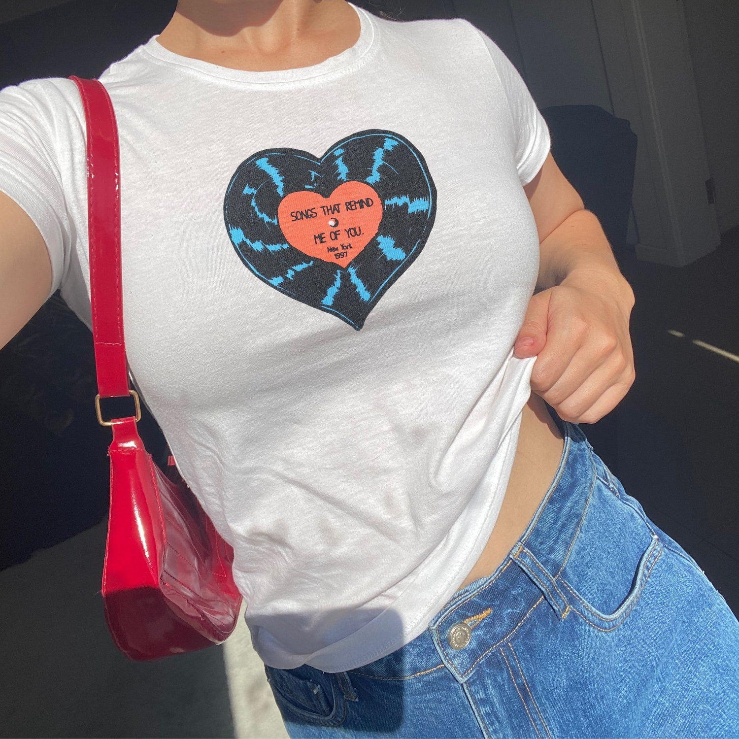 Vinyl Baby Tee, Songs that Remind Me of You Baby Tee, Vintage Baby Tee, Downtown Girl Tee, Trendy Y2K Baby Tee