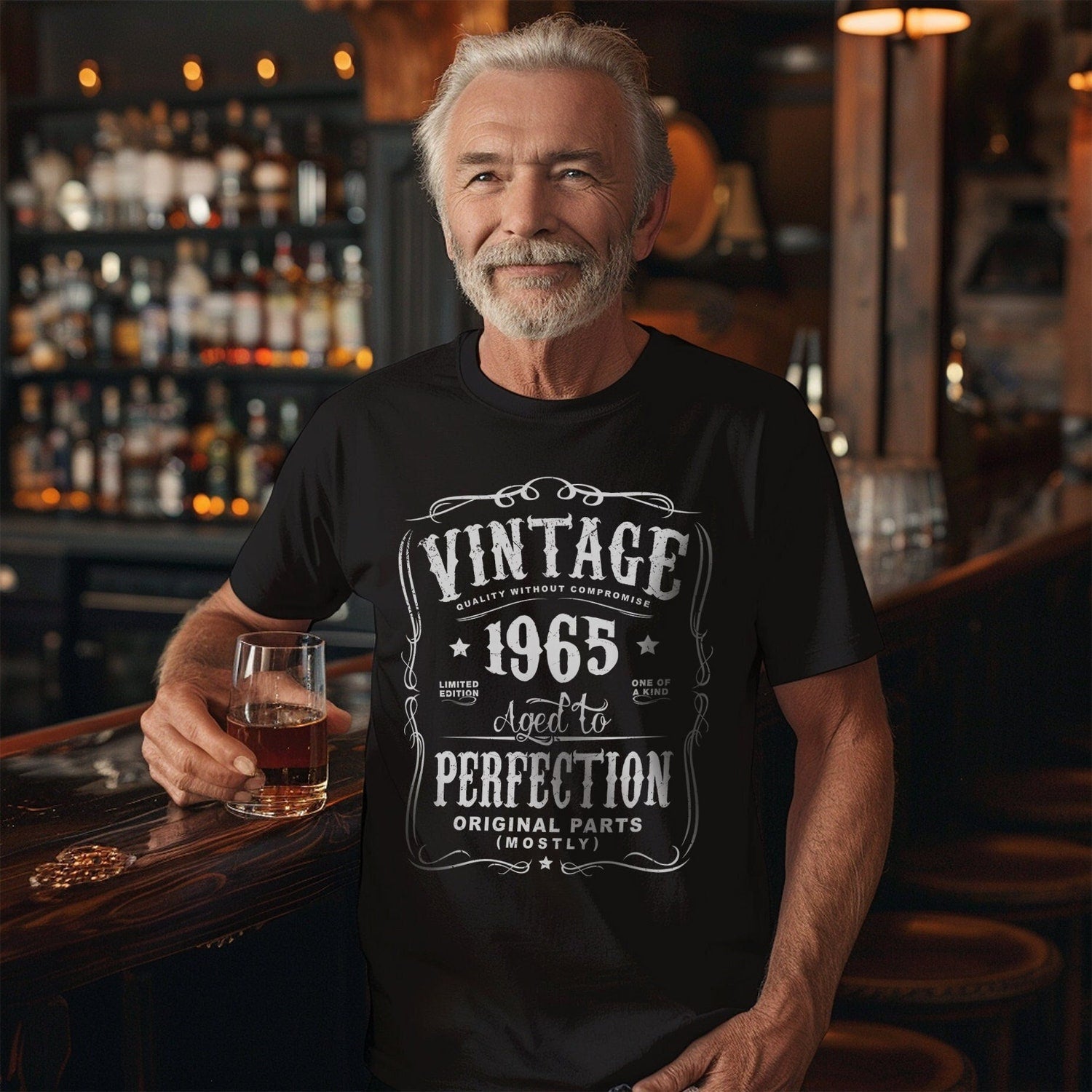 60th Birthday Gift For Men and Women - Vintage 1965 Aged To Perfection Mostly Original Parts T-shirt Gift idea. Turning 60 years old N-1965