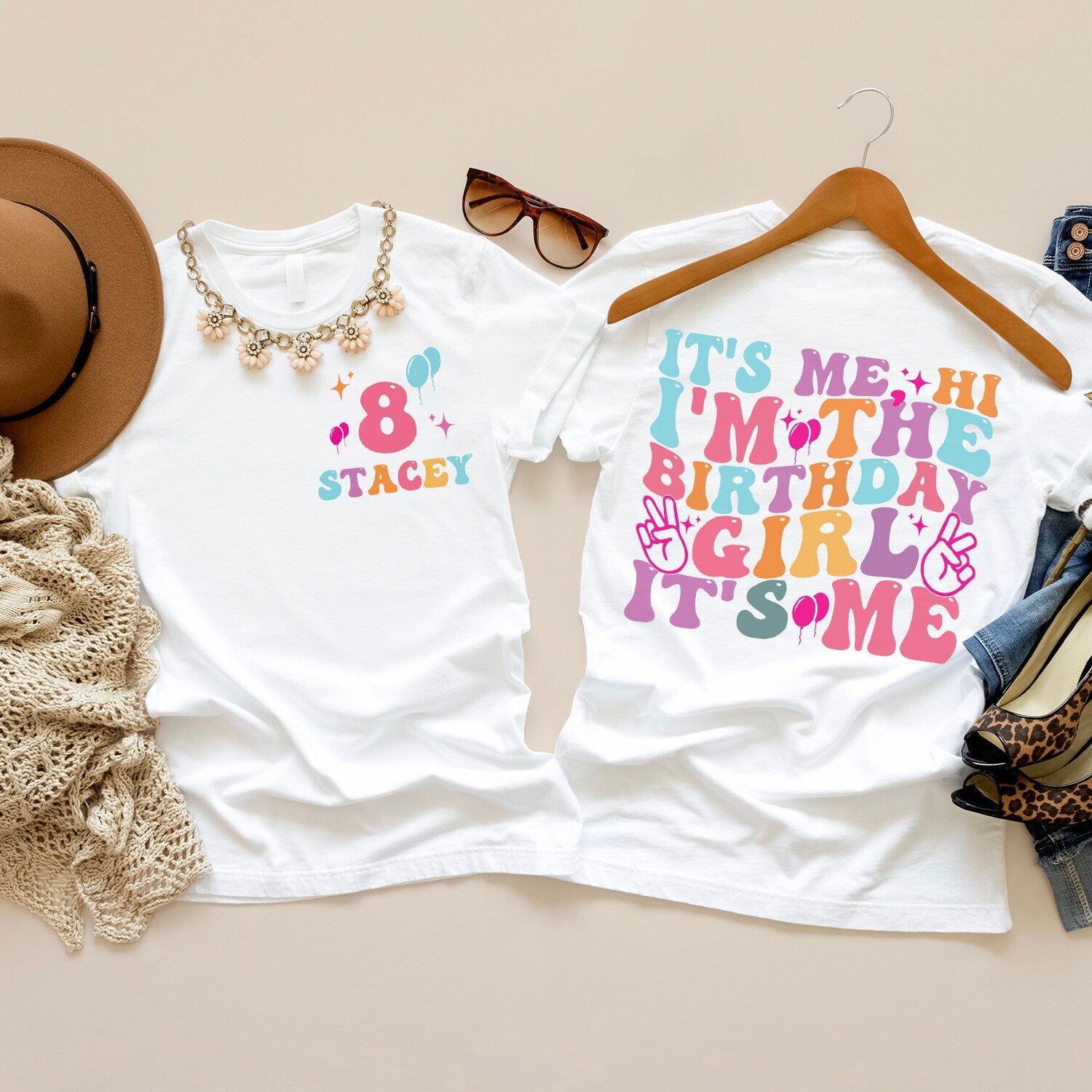 Custom Birthday Shirt, It's Me Hi I'm the Birthday Girl It's Me T-Shirt, Birthday 8th Party Sweatshirt, Gift For Tee
