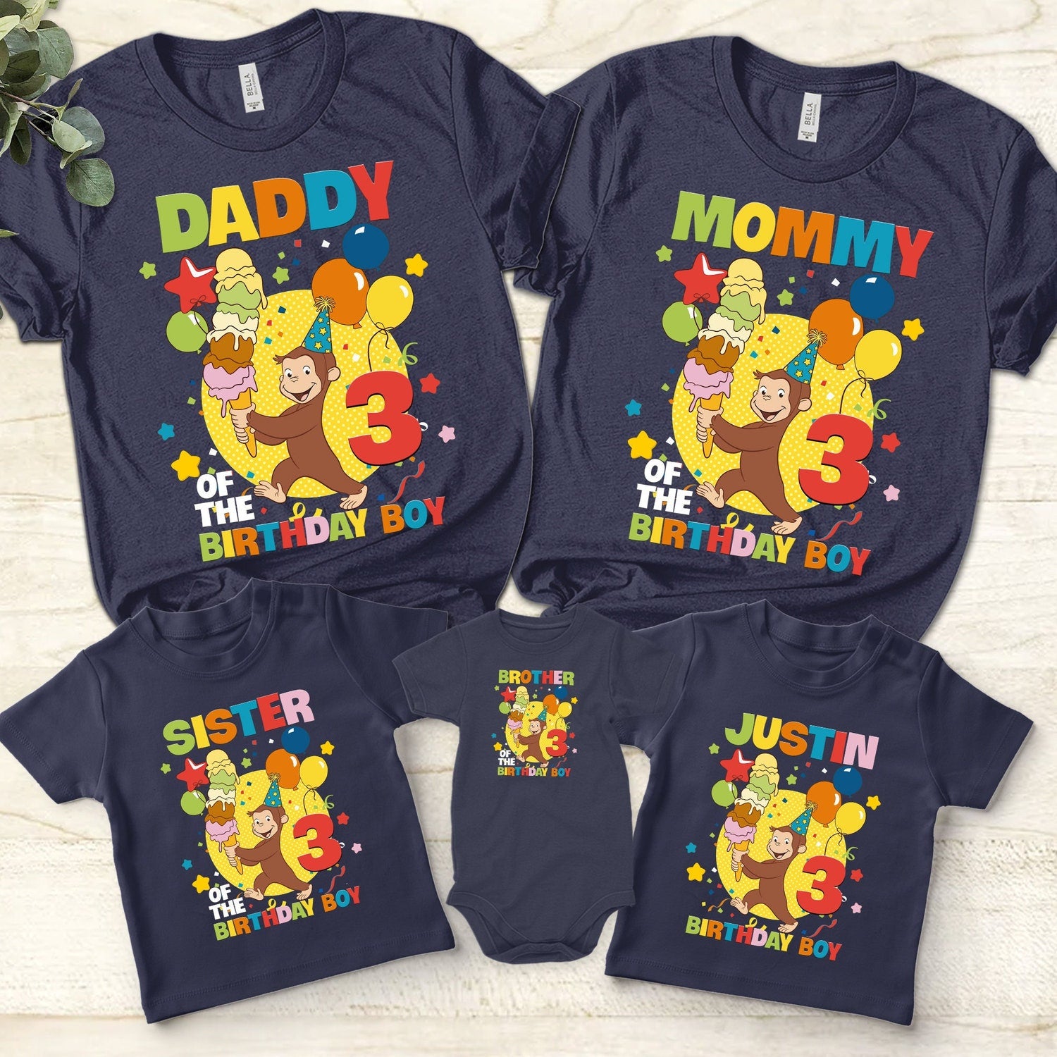 Curious George Birthday Family T-Shirt: Personalized Matching Group Tee, Kid's Gift