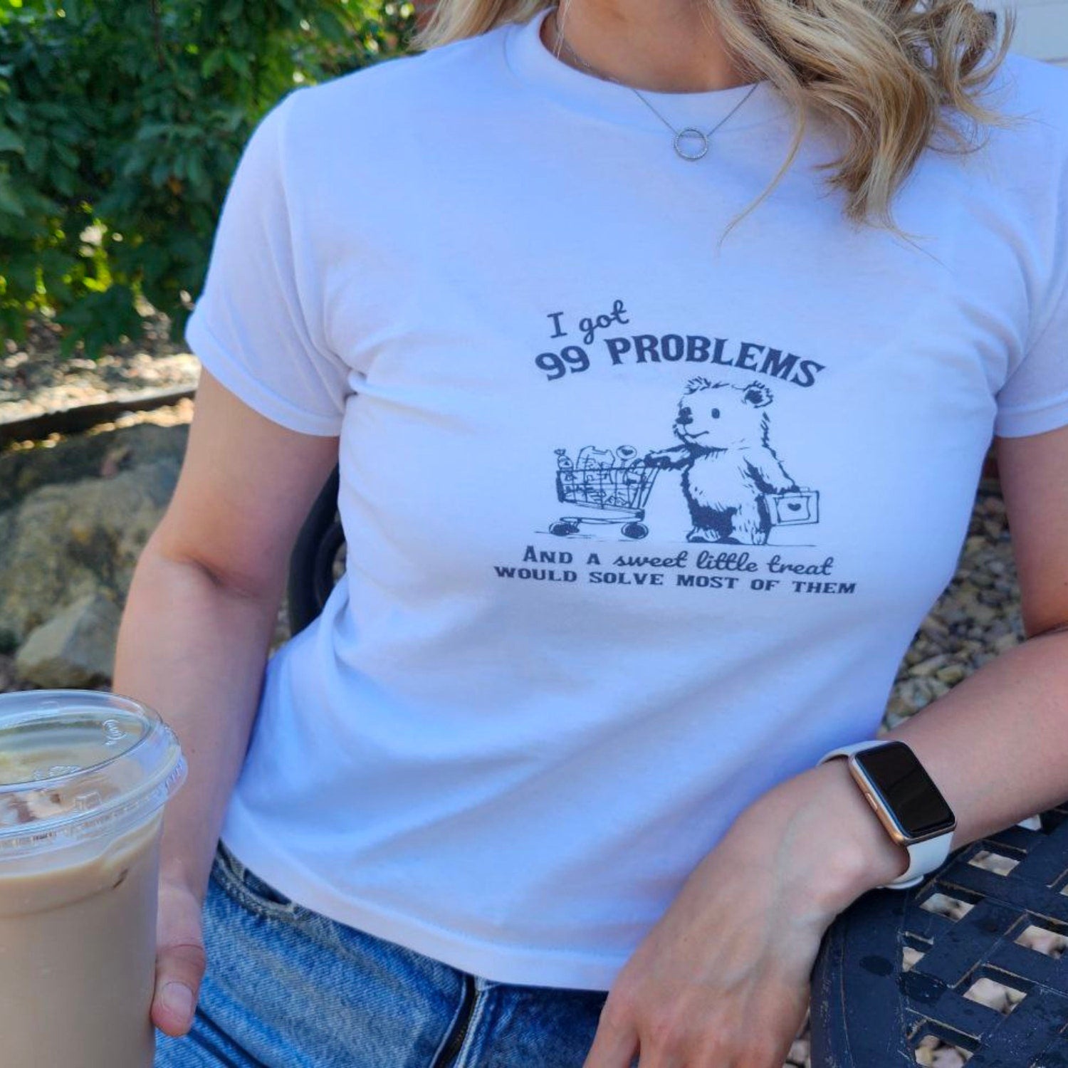 Cute Baby Tee, I Got 99 Problems And A Sweet Little Treat Would Solve Most Of Them Baby Tee, Vintage Baby Tee, Cute, Y2k Baby Tee, Y2k