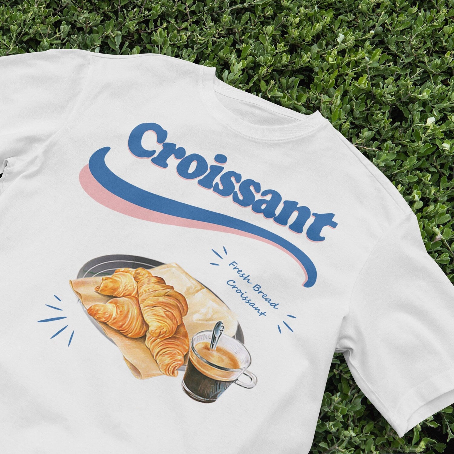 Croissant T-Shirt, Simple Shirt, Vintage Shirt, Positivity, Y2K aesthetic Clothing, Retro shirt, Cute shirt, Minimalist shirt, nostalgia