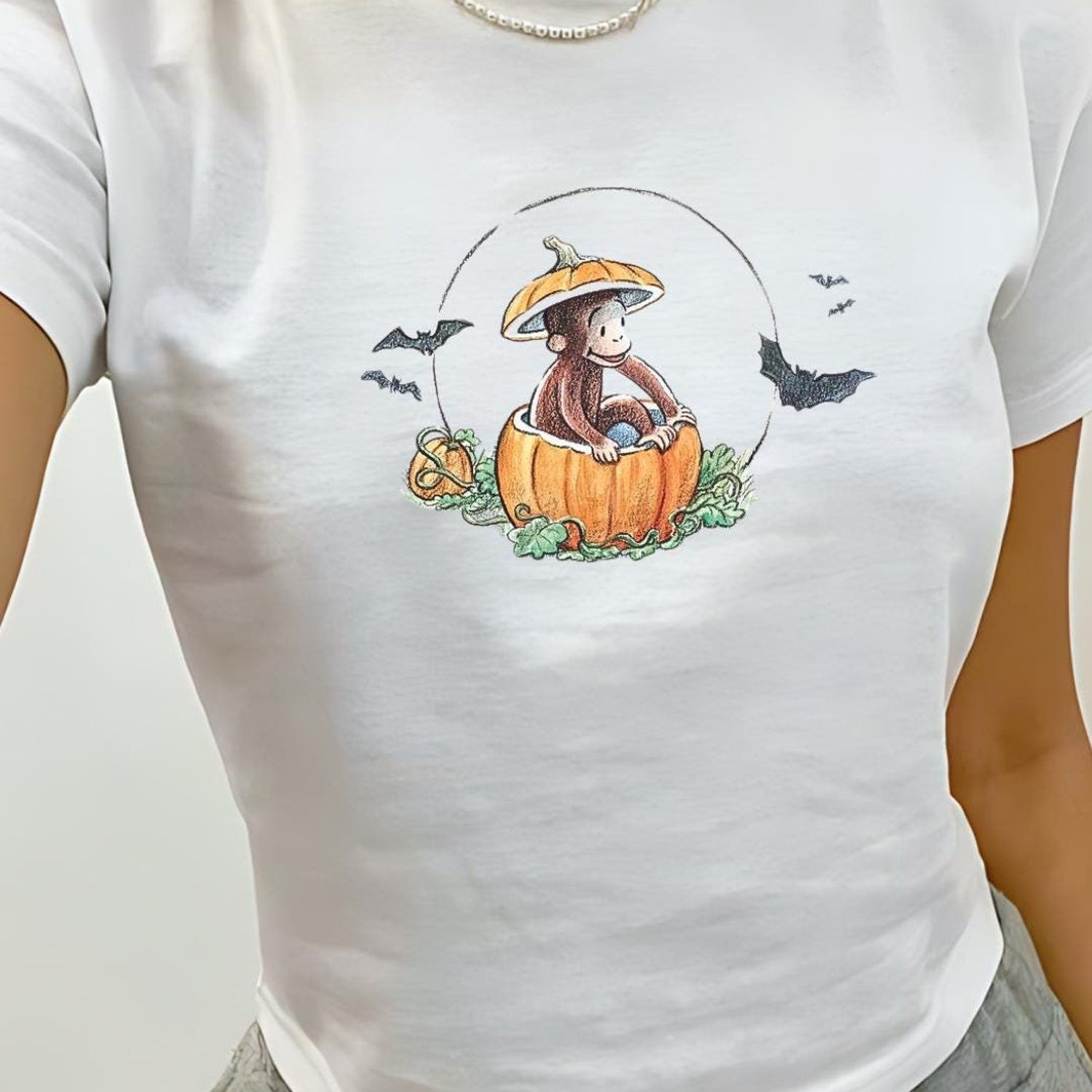 Pumpkin Baby Tee, Halloween Vintage Y2k, Goth Punk Tee, Babytee Y2k, Retro Graphic Tee, 90s Clothing, Cartoon Tshirt, Pinterest Aesthetic