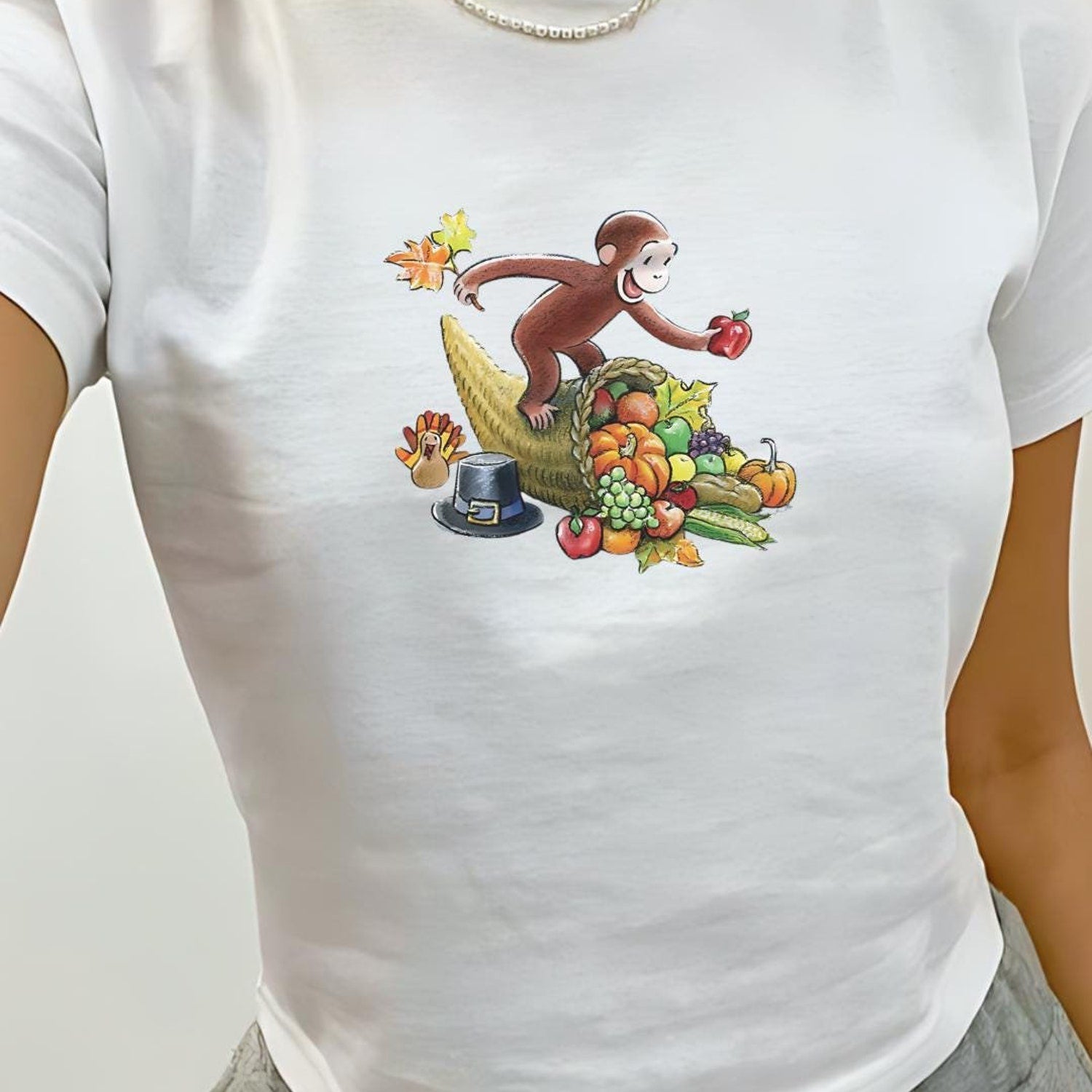 Cute Fall Baby Tee, Thanksgiving Fruits Vintage Y2k Shirt, Babytee Y2k, Retro Graphic Tee, 90s Clothing, Cartoon Tshirt, Pinterest Aesthetic