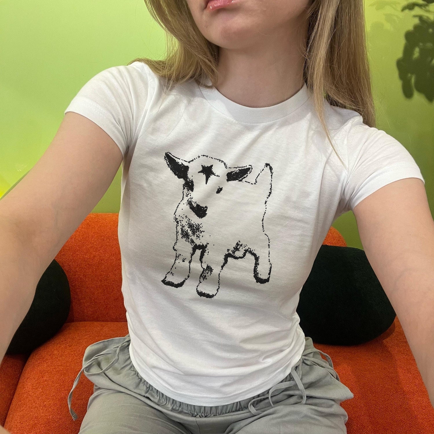 Lamb Y2K Gothic Baby Tee 90s Aesthetic Vintage Lamb Baby Tee, Rockstar Gf Aesthetic Alt Lamb Baby Tee, Retro Grunge Coquette Lamb Trendy Top