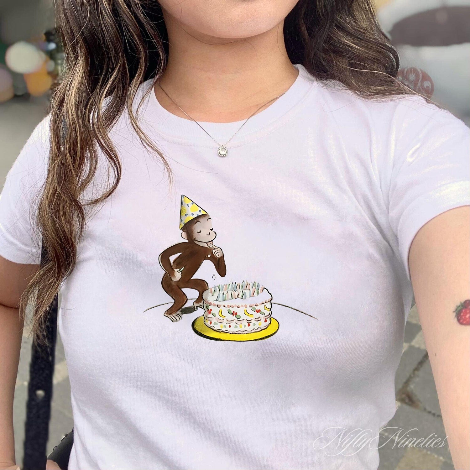 Birthday Cake Baby Tee, Birthday Girl Shirt, Retro Cake, Coquette, Retro Graphic Tee, Y2k, 90s Clothing, Pinterest Aesthetic