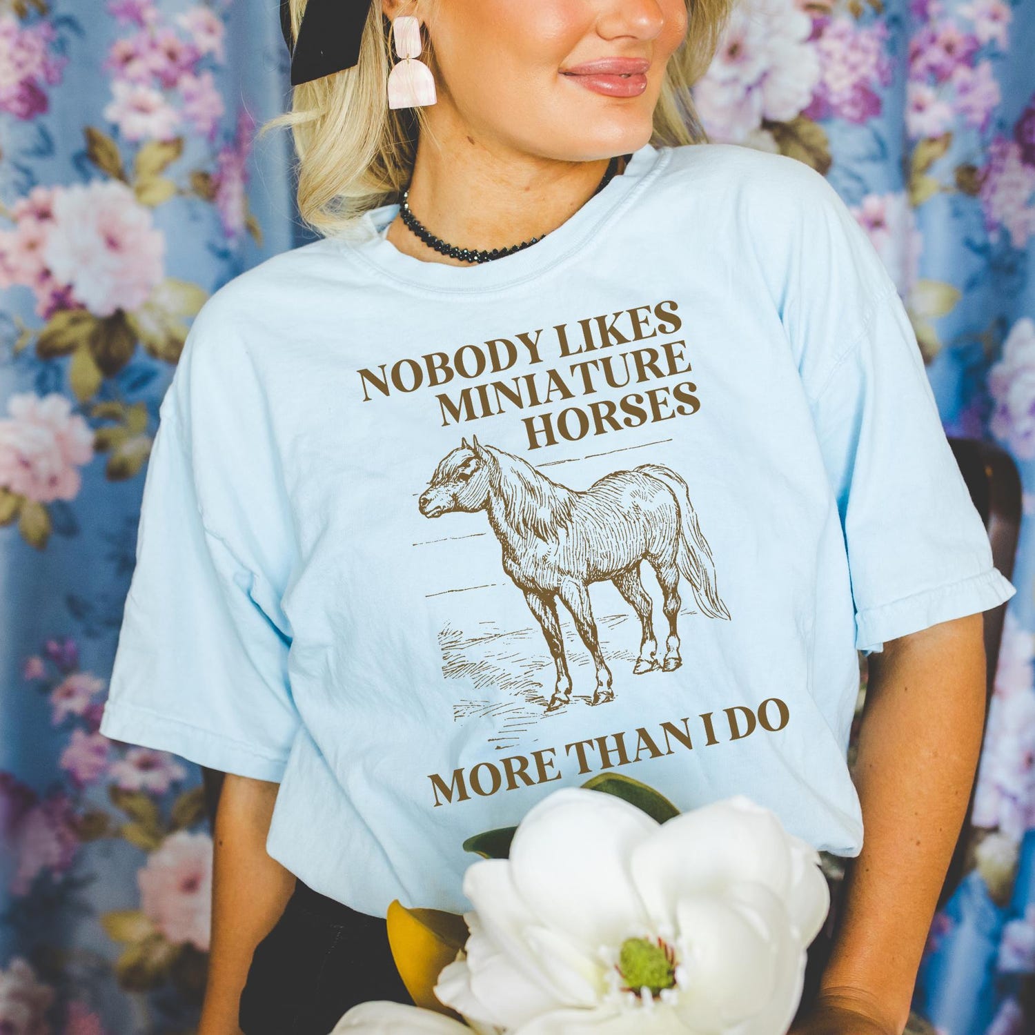 Silly Miniature Horse Lover Tee Shirt: Gift for Friend Who Loves Ponies or Cute Mini Horses, Funny Saying Retro Aesthetic Animal Lover Tee